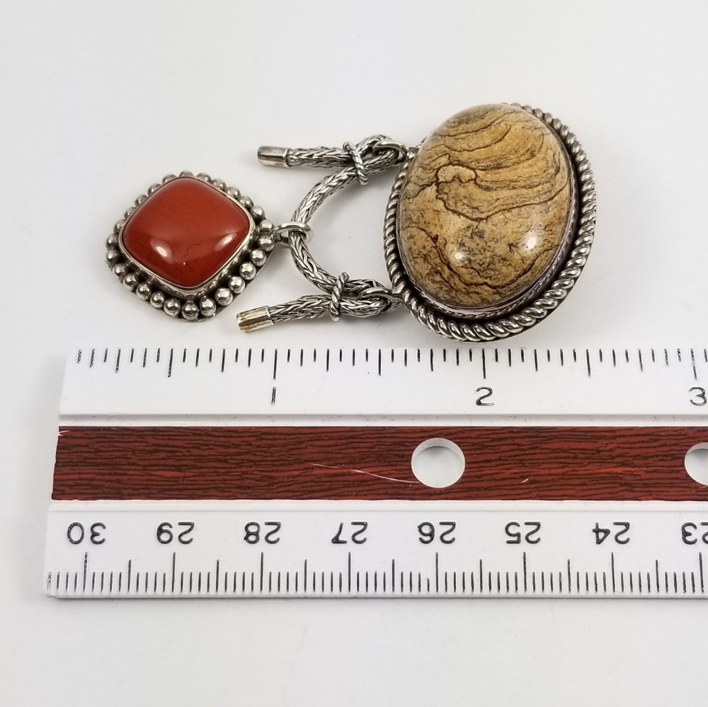 Artisan Sterling Picture & Red Jasper Pin/Pendant - Picture 6 of 8